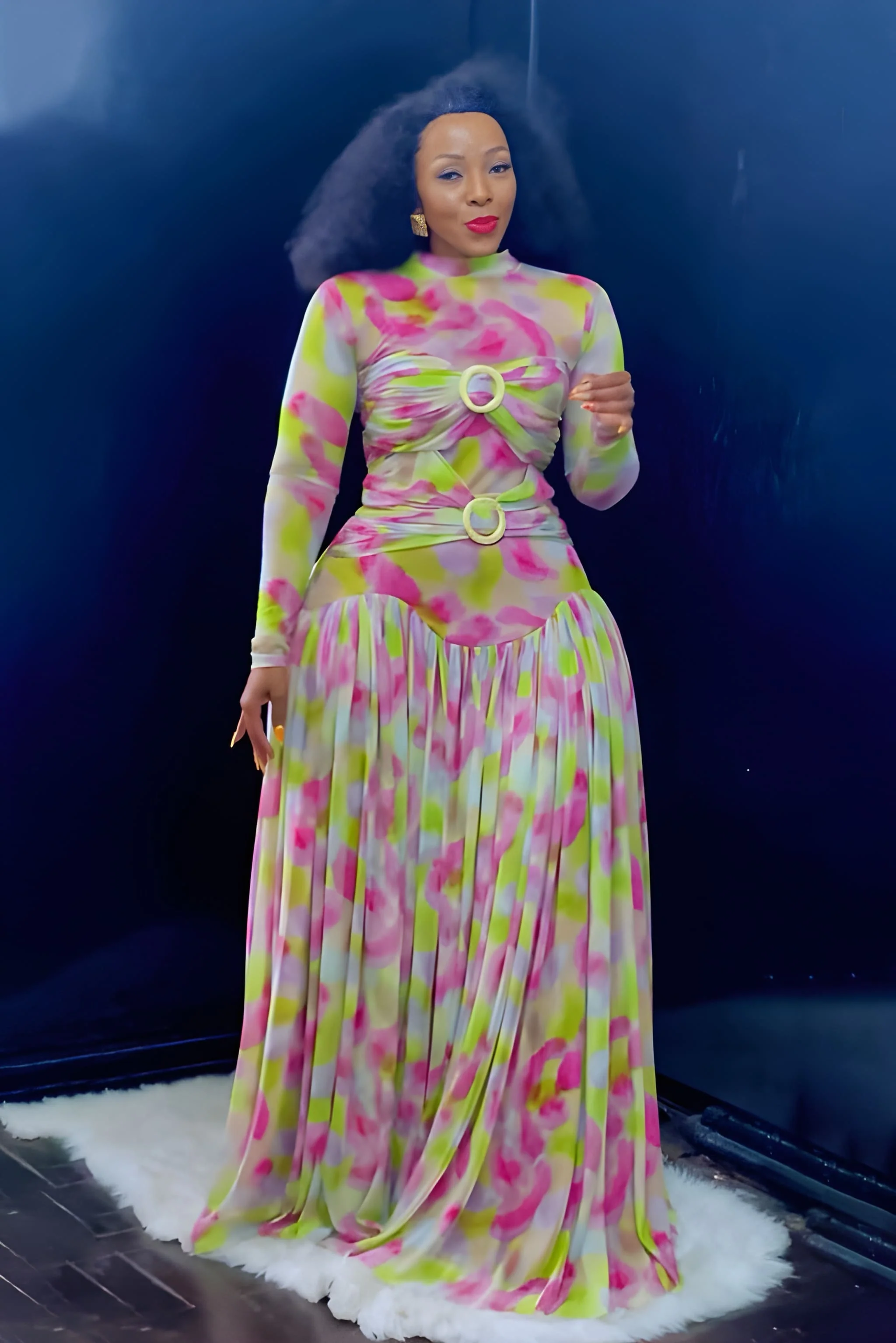 Pastel Mirage Mesh Maxi Dress