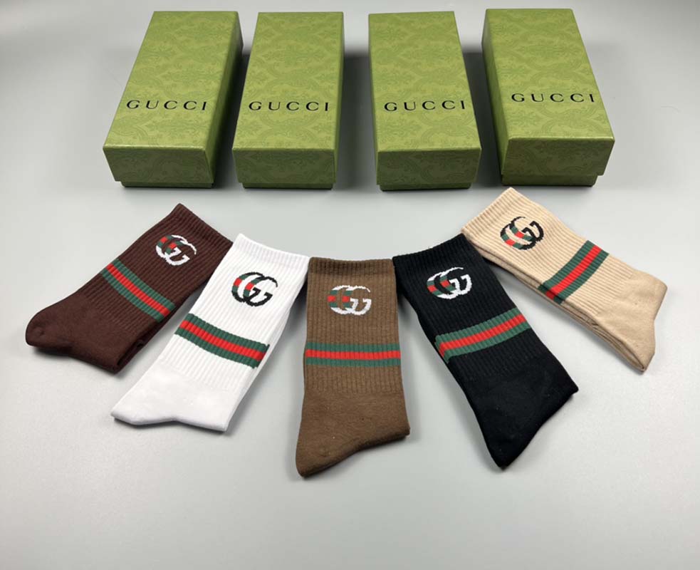 Set of 5 Pairs of Cotton Anti-bacterial Crew Socks WZ-924000183