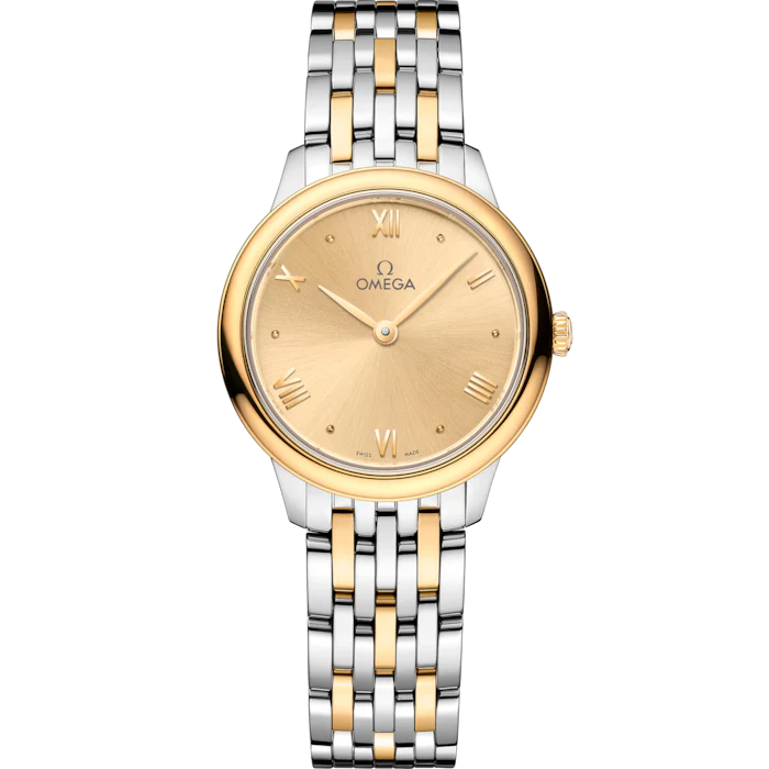 Omega De Ville Prestige 27.5 mm Yellow Dial Stainless Steel and 18k Yellow Gold Bracelet 434.20.28.60.08.001
