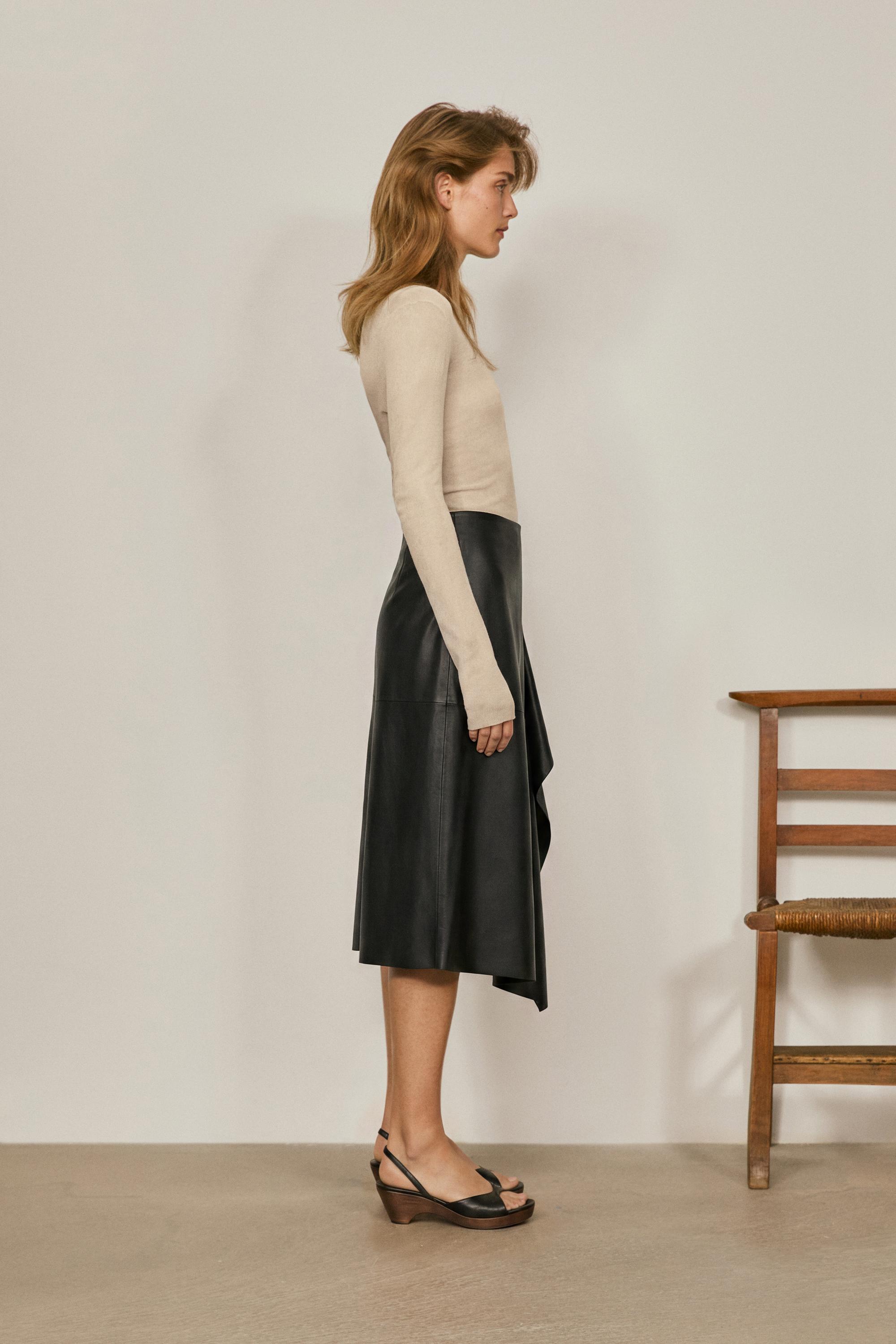 Falda midi piel napa - LIMITED EDITION