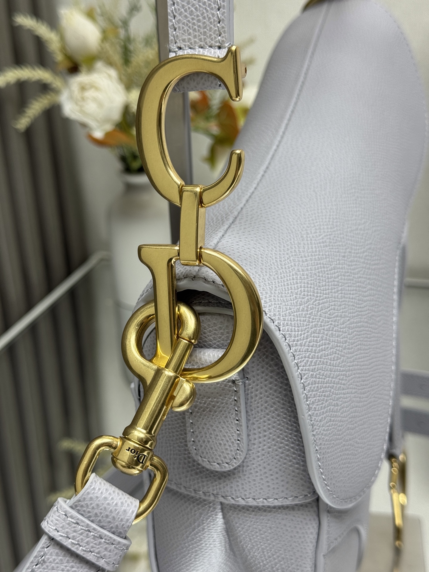 Dior Saddle Bag with Strap Ice Blue