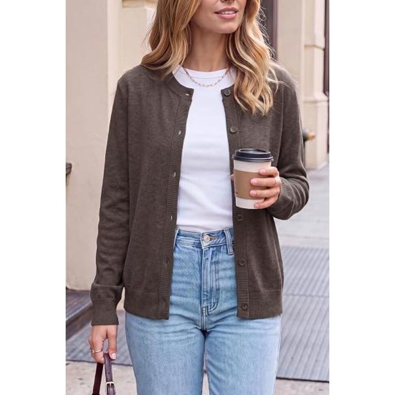Women's Wool Blend Business Casual Fall Cardigan Sweaters Tops
