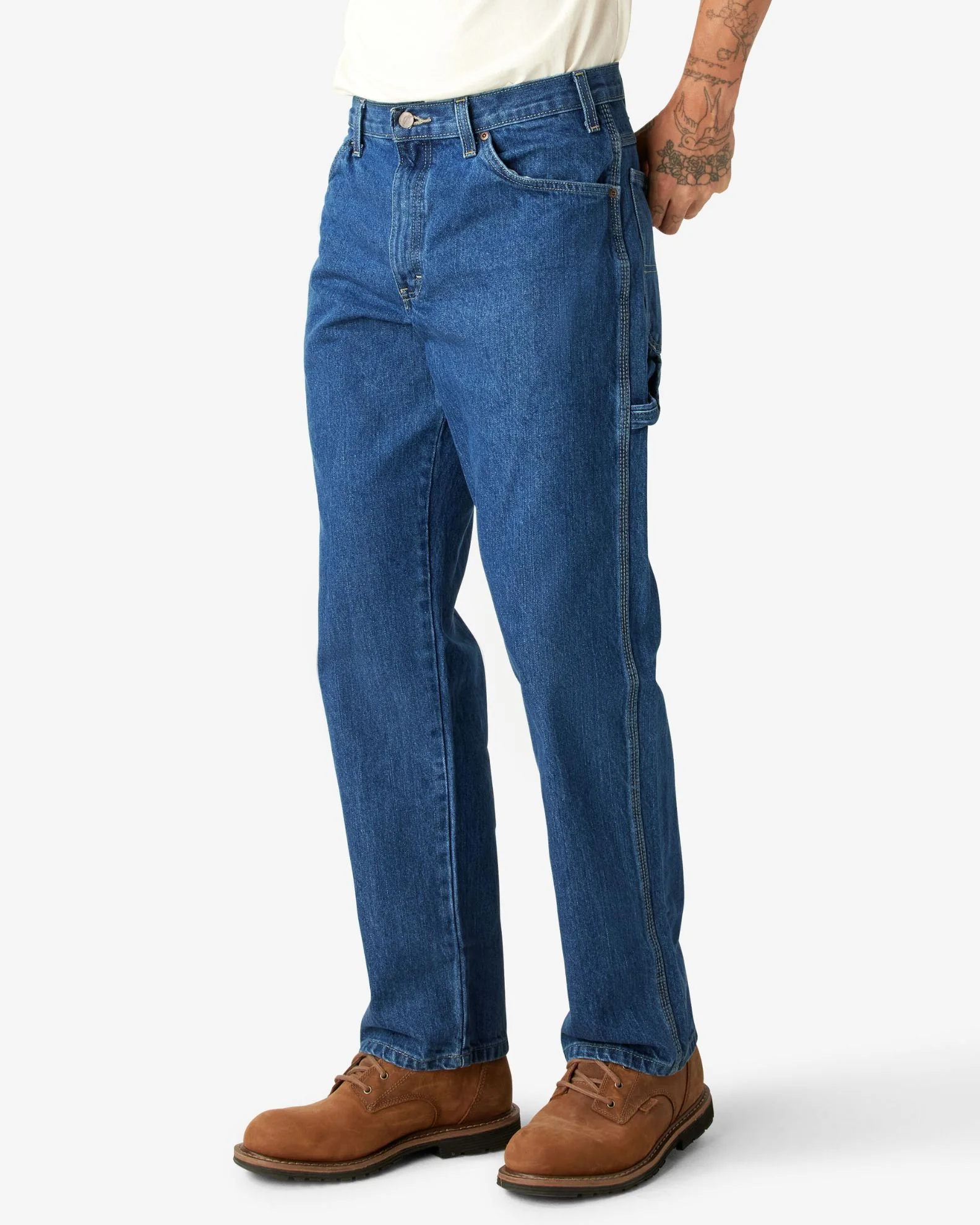 Relaxed Fit Heavyweight Carpenter Jeans - Stonewashed Indigo Blue