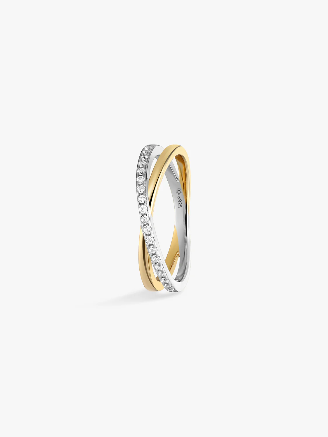 Mixed Pave Crossover Ring