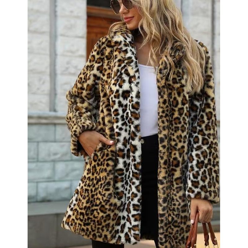 Women's Winter Warm Lapel Faux Fur Coats with Inner Lining & Buttons