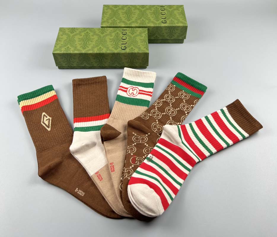 Set of 5 Pairs of Cotton Anti-bacterial Crew Socks WZ-924000167