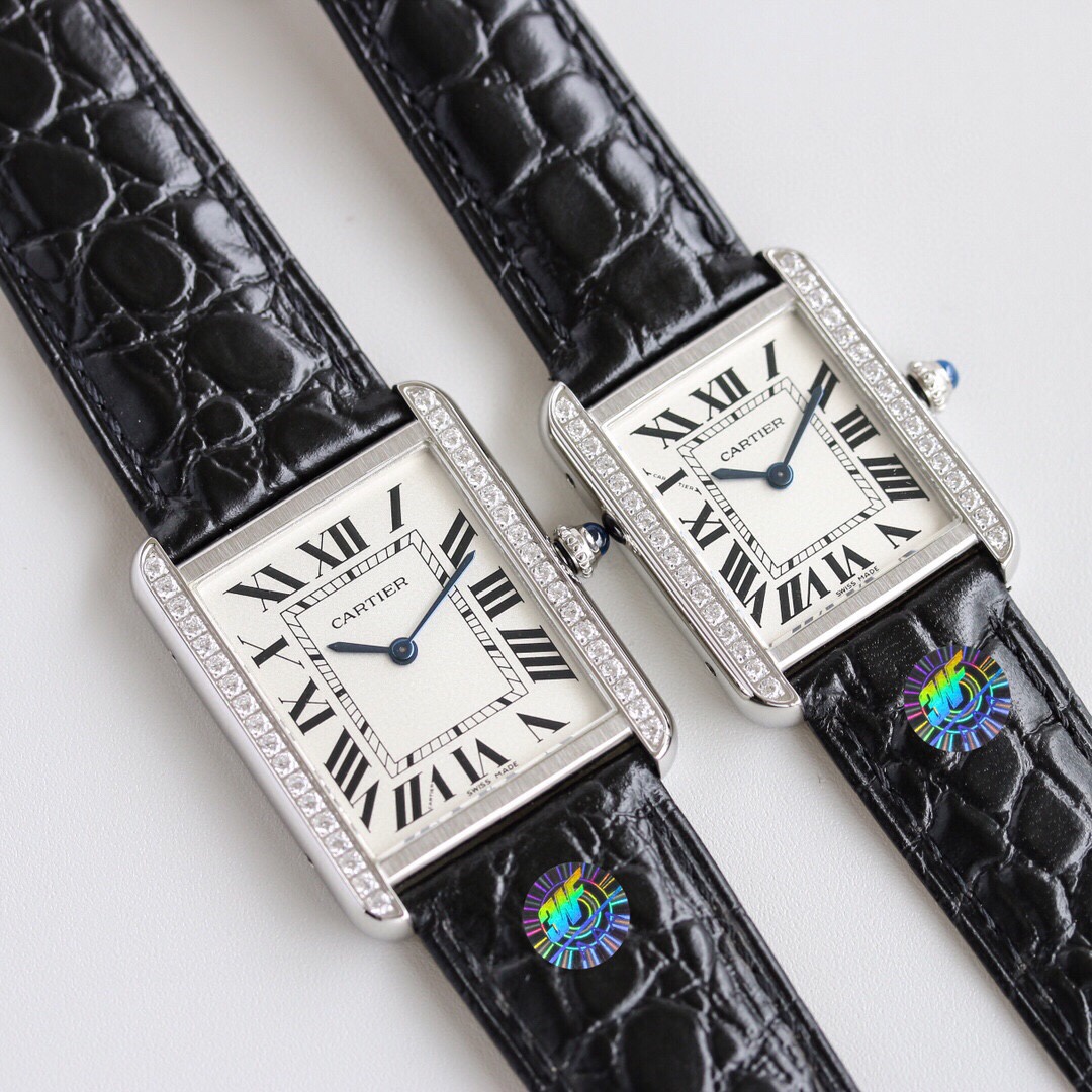 Carti Tank W5200005 W5200003 Couple Watch Steel Diamond