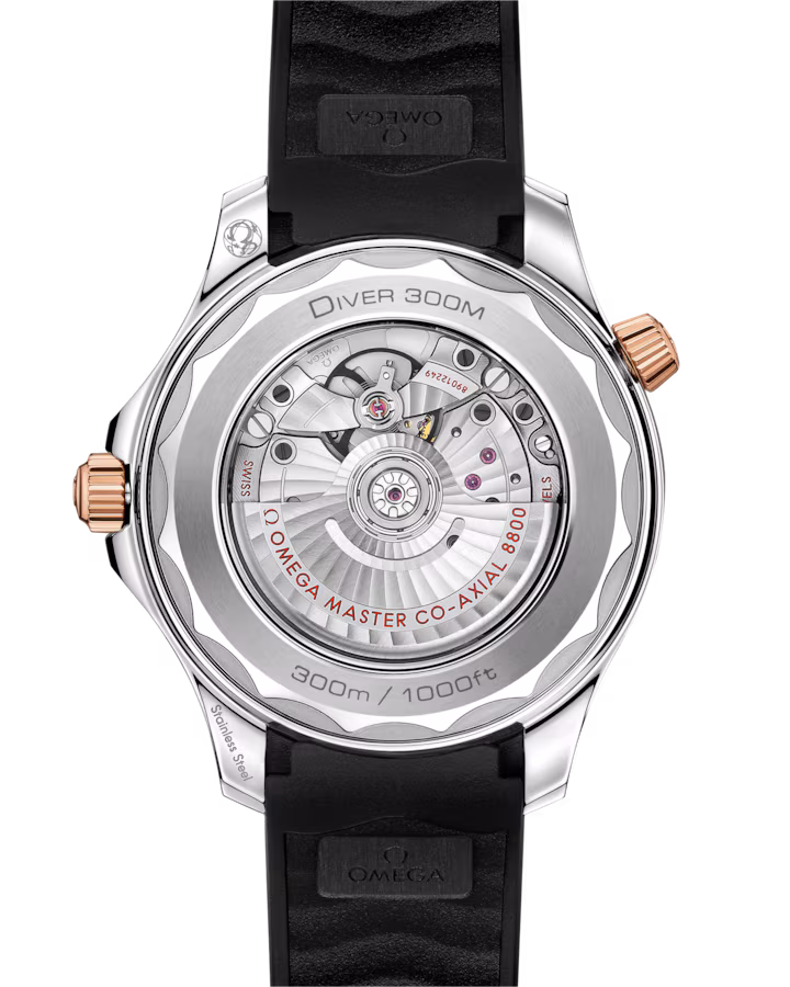 Omega Seamaster Diver 300M 42mm Black Dial Stainless Steel and Sedna™ 18k Rose Gold Strap 210.22.42.20.01.002