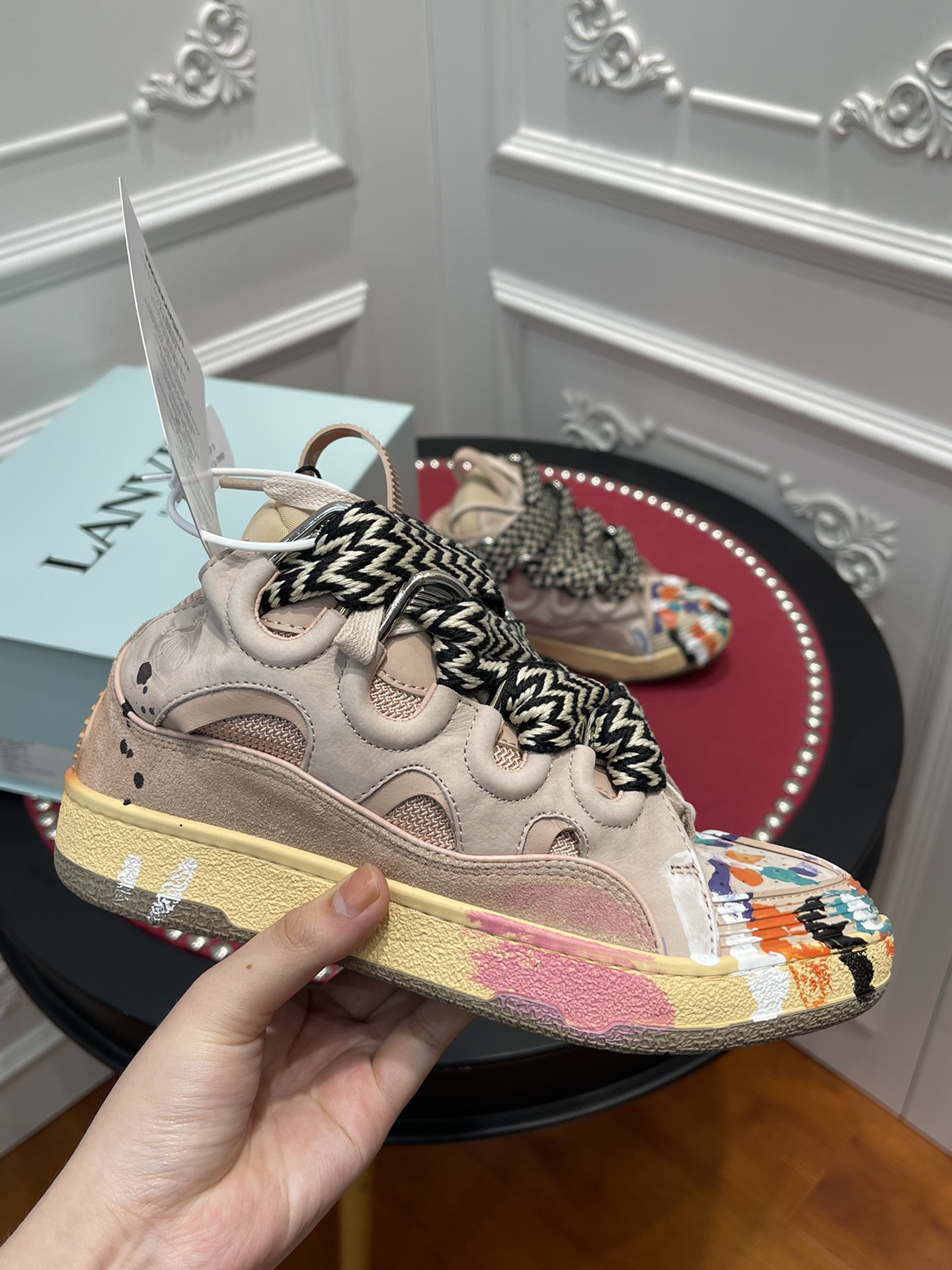 LAN Leather CurbGallery Dept. Pale Pink Multi FM-SKRK11-DRGD-P22B5S0
