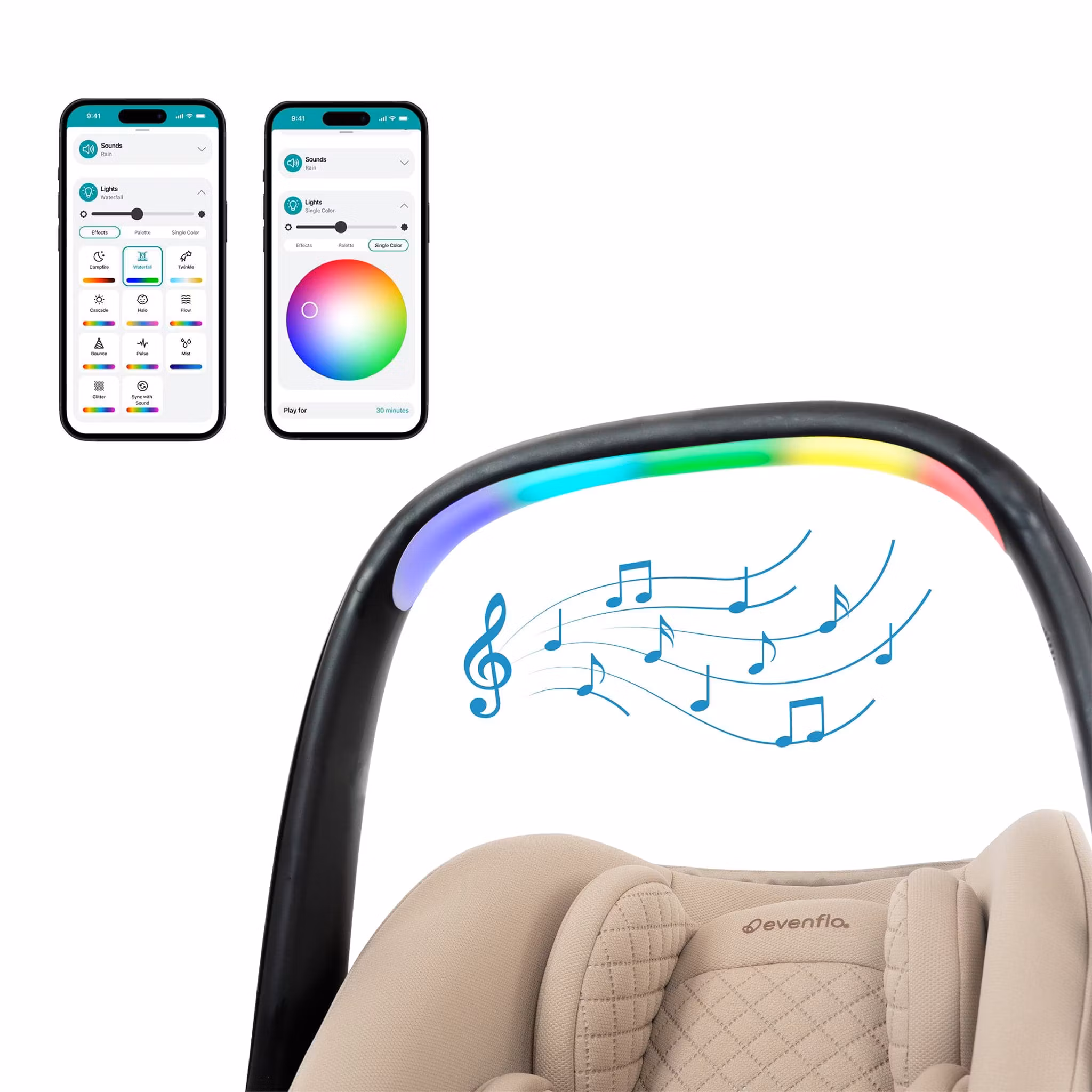 Evenflo Revolve180 LiteMax NXT Rotational Infant Car Seat with SensorySoothe - Topaz