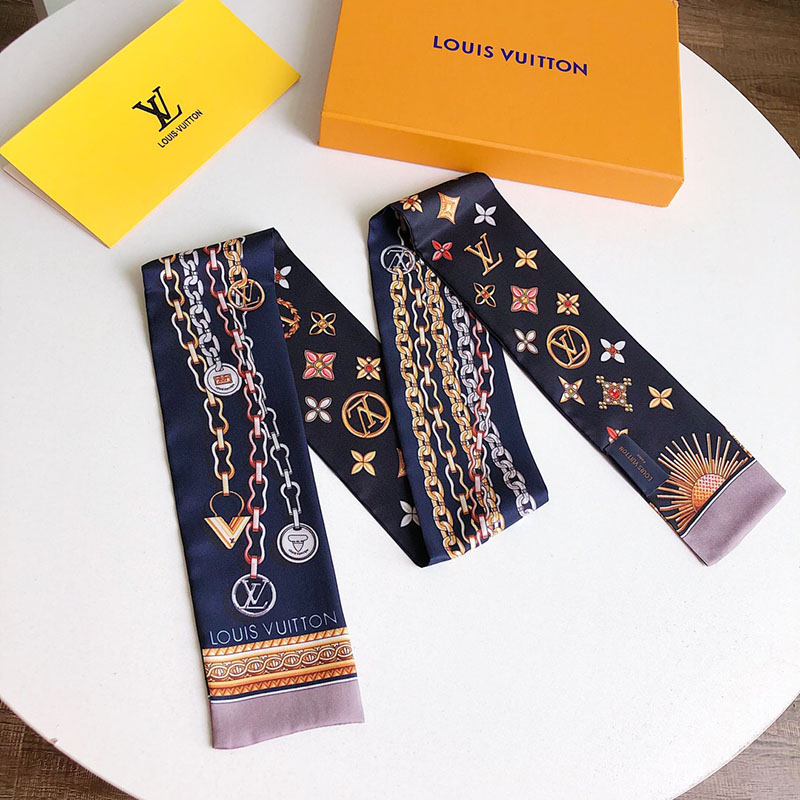 120x8cm Chains Embroidery Handbag Ribbon Scarf Neck Bow WJ-987023