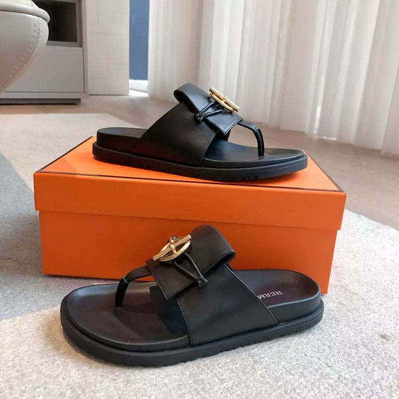 Fashion High Quality Real Leather Non-slip Slippers LX-872311