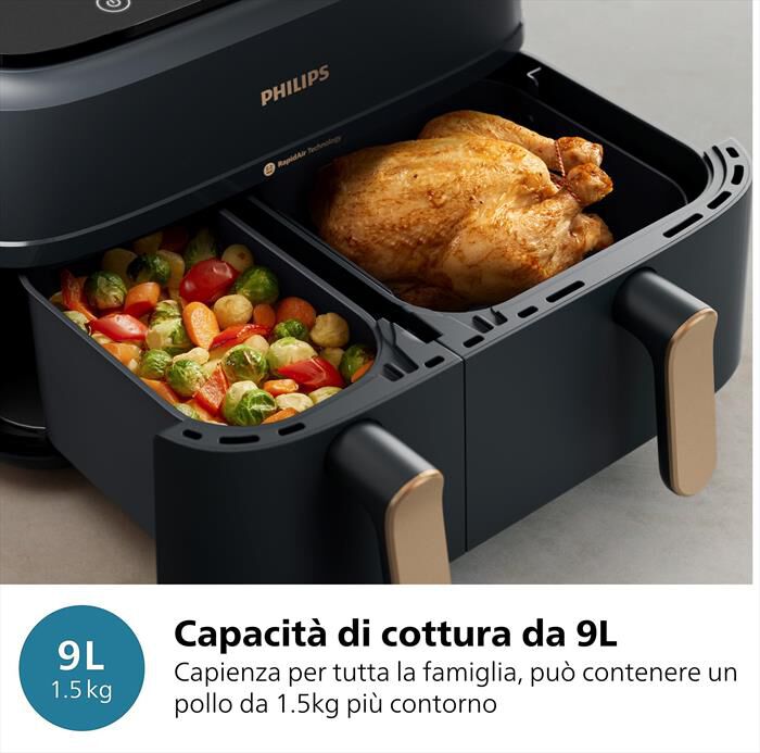 PHILIPS - Friggitrice AIRFRYER SERIE 3000 DA 9L NA352/00-Nero/Oro