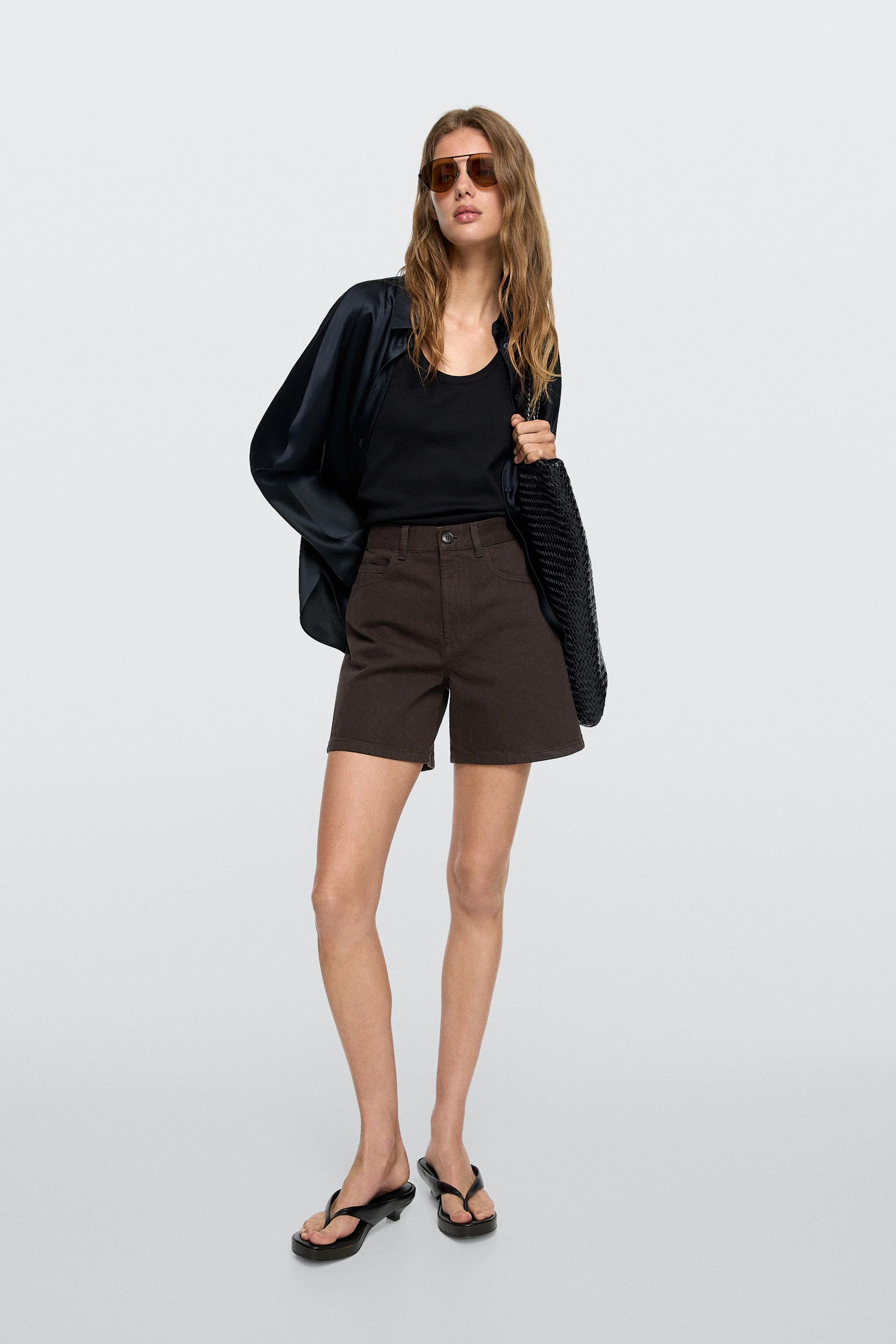 Pantalón corto denim tiro medio