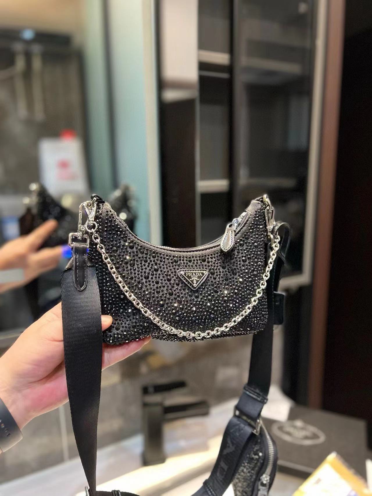 Fashion 8.7″ Full Diamonds Chains Adjustable Strap Shoulder bag with small coin purse BB-921222