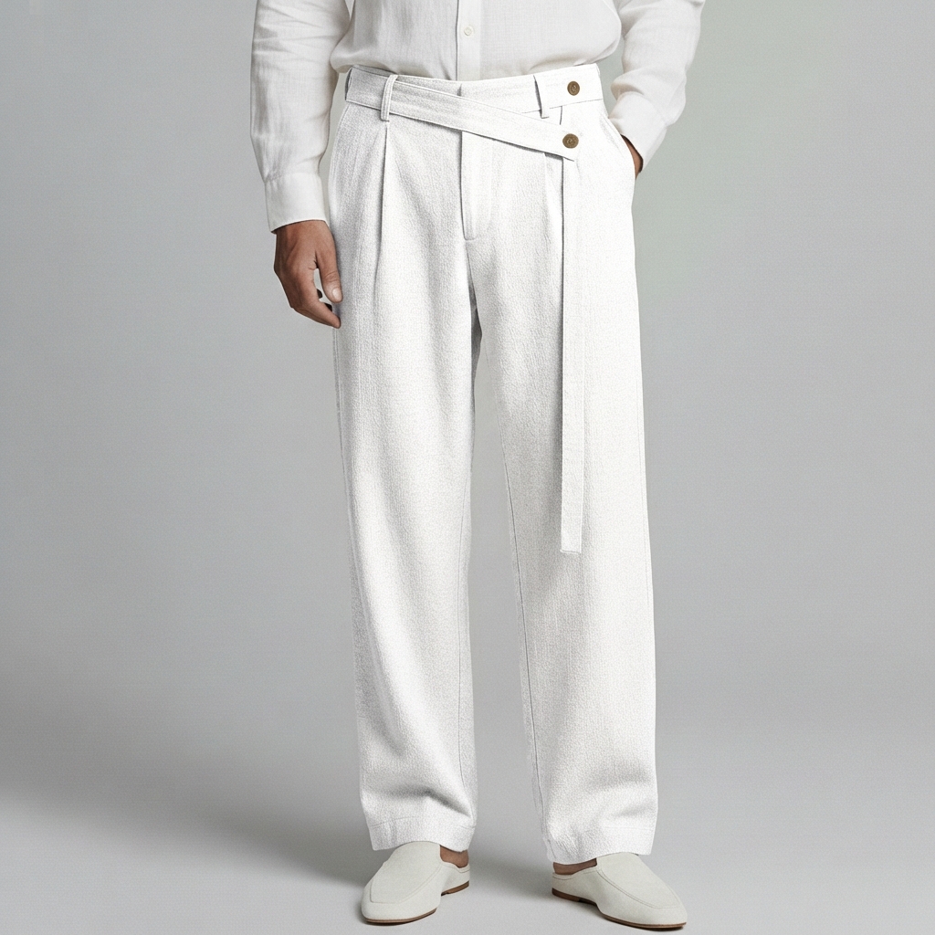 Men's Casual Asymmetrical Waist Wide Leg Pants