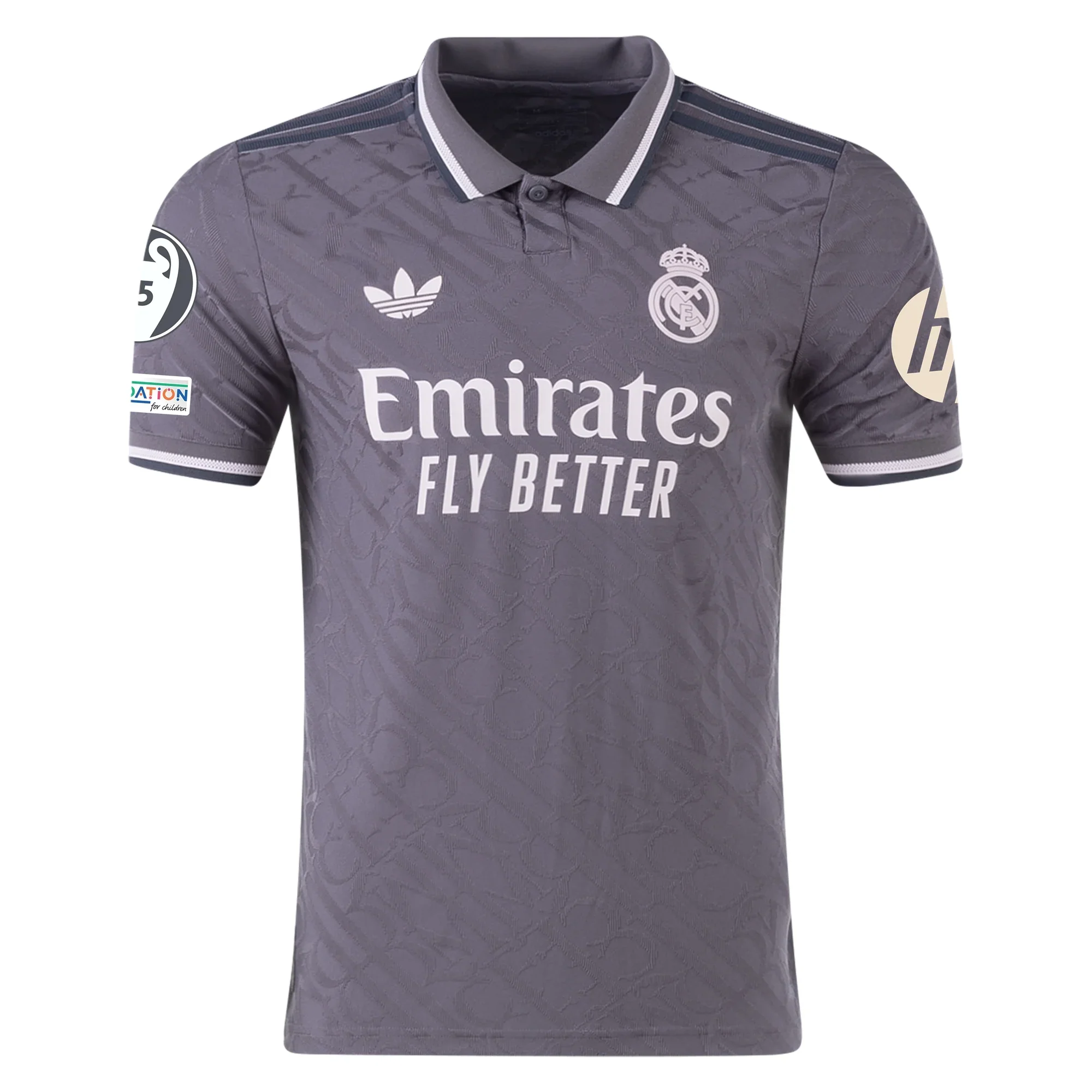 adidas Men's Real Madrid Authentic Luka Modric Third Jersey w/ Champions League Patches 24/25 (Charcoal)
