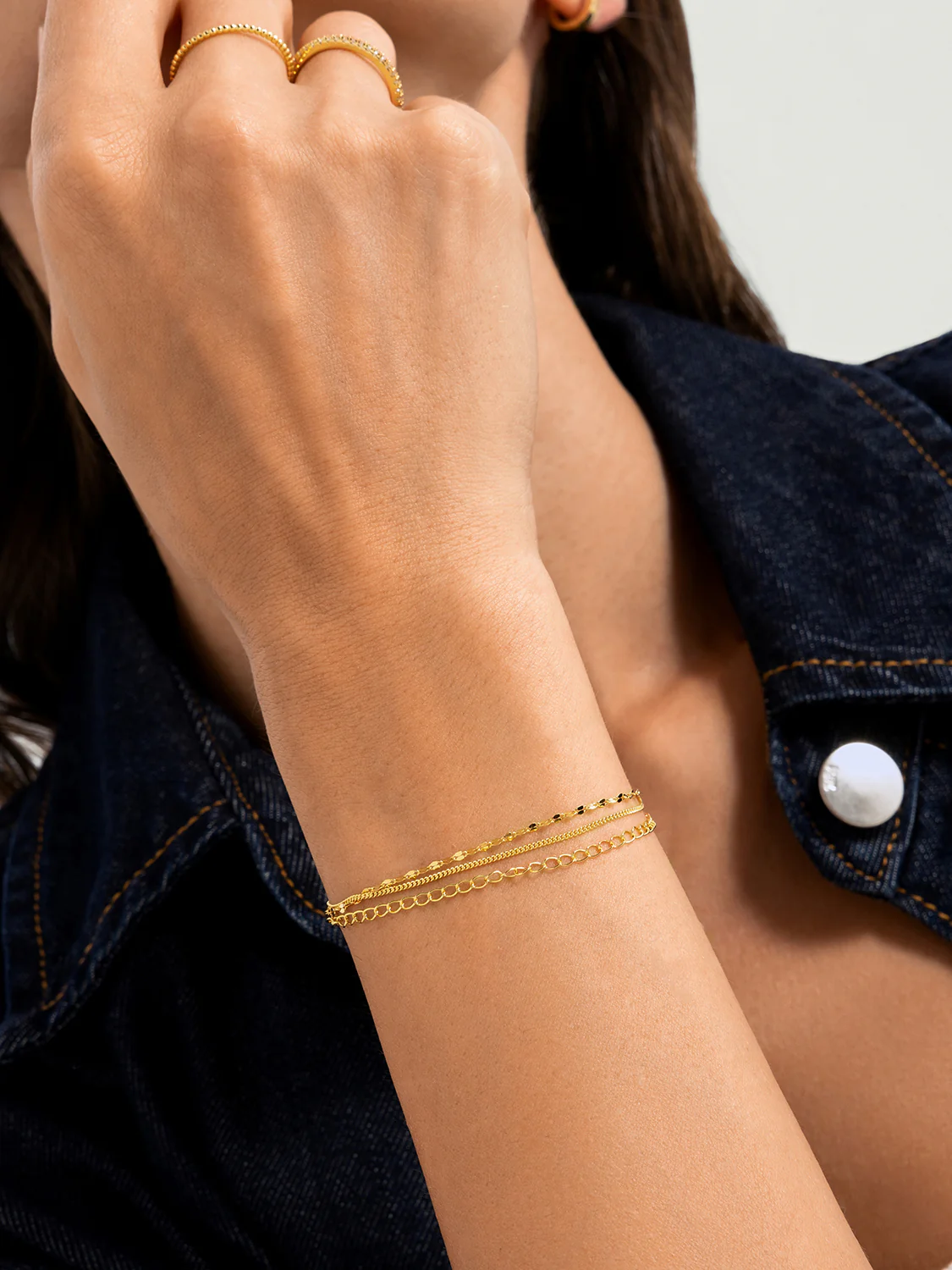 Three Chain Layered Bracelet