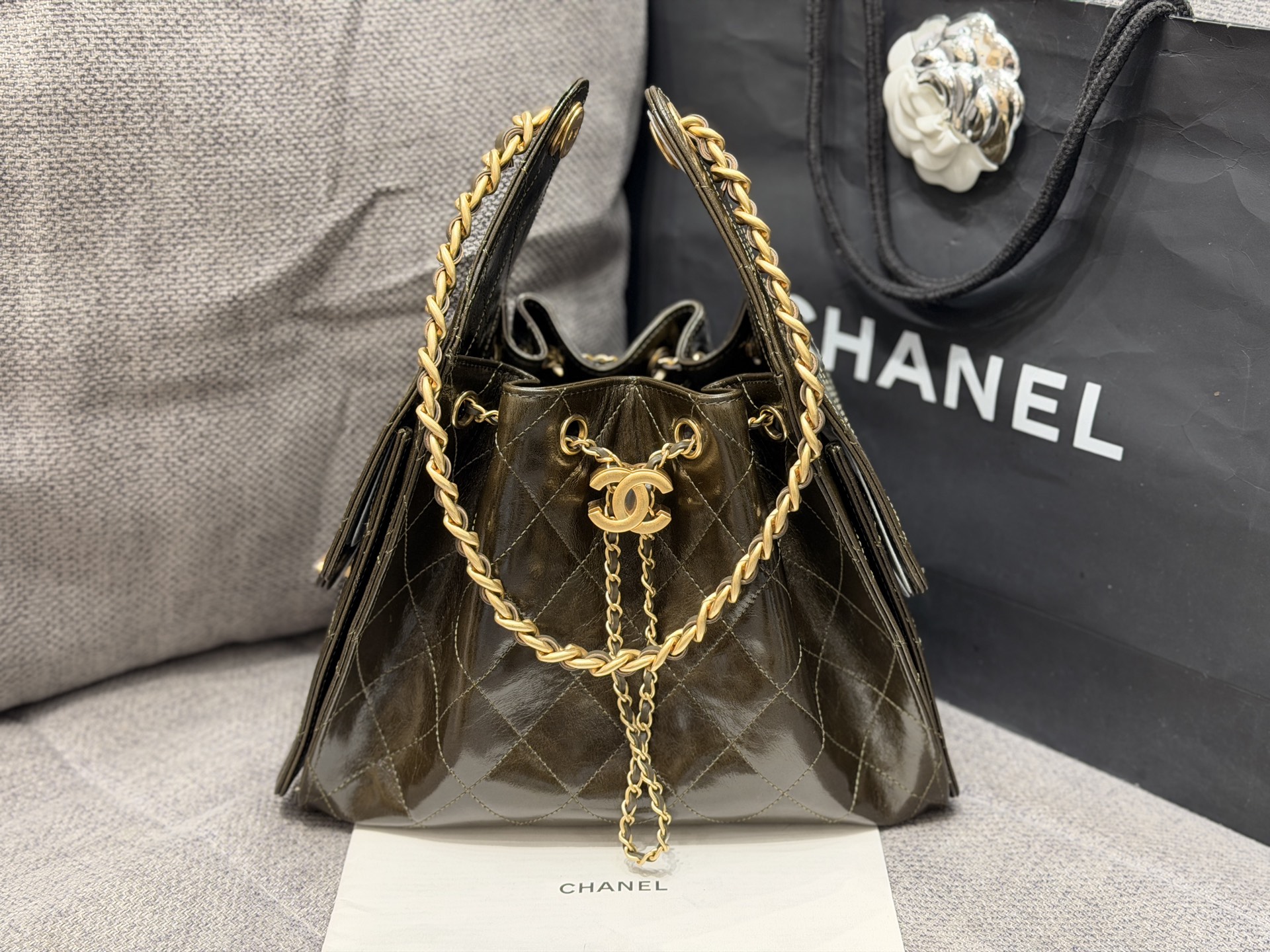 Chanel 26 Handbag Calfskin & Gold Tone Metal
