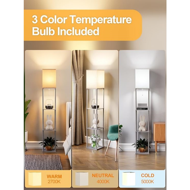 Floor Lamp with Shelves