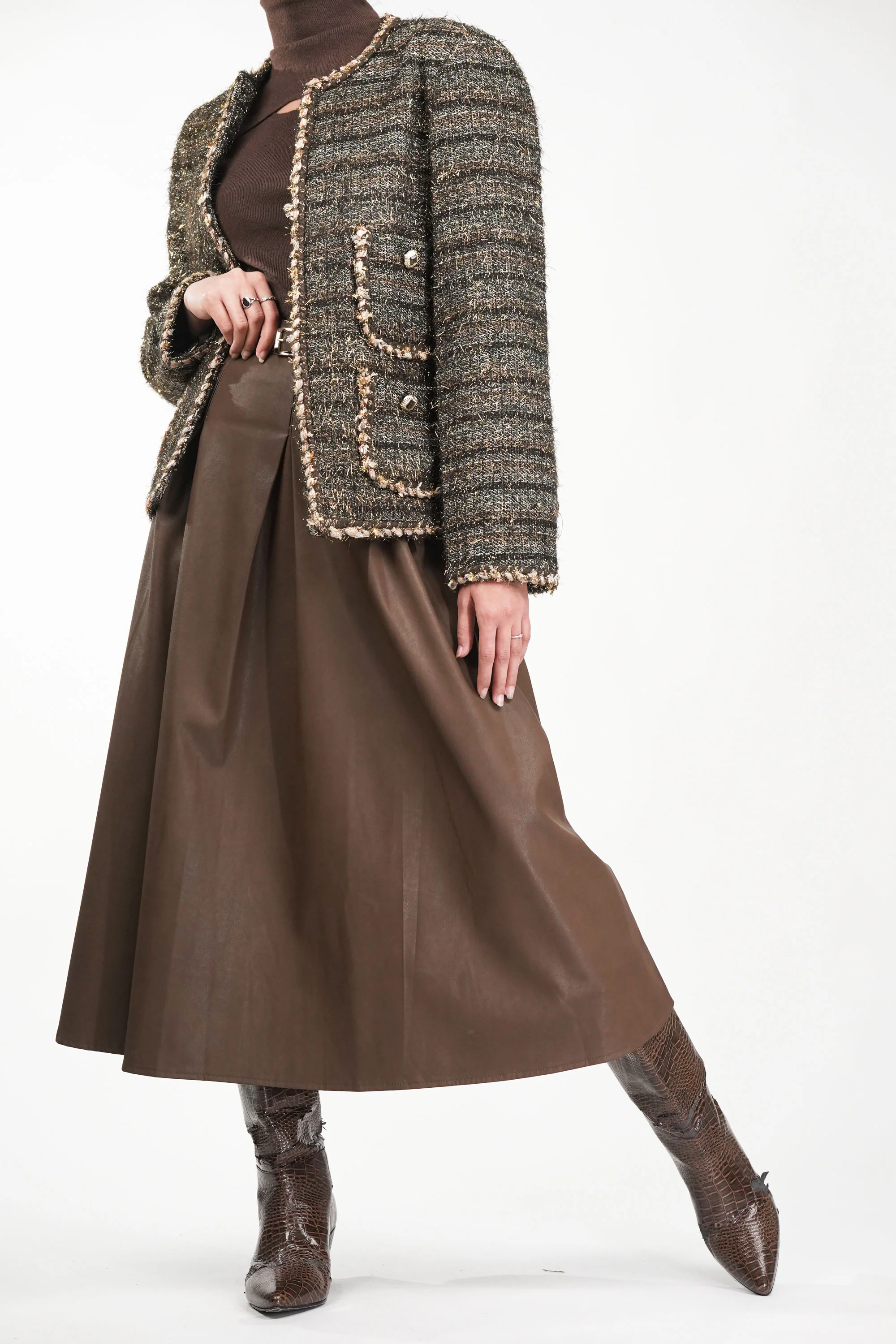 Golden Glimmer Tweed Blazer