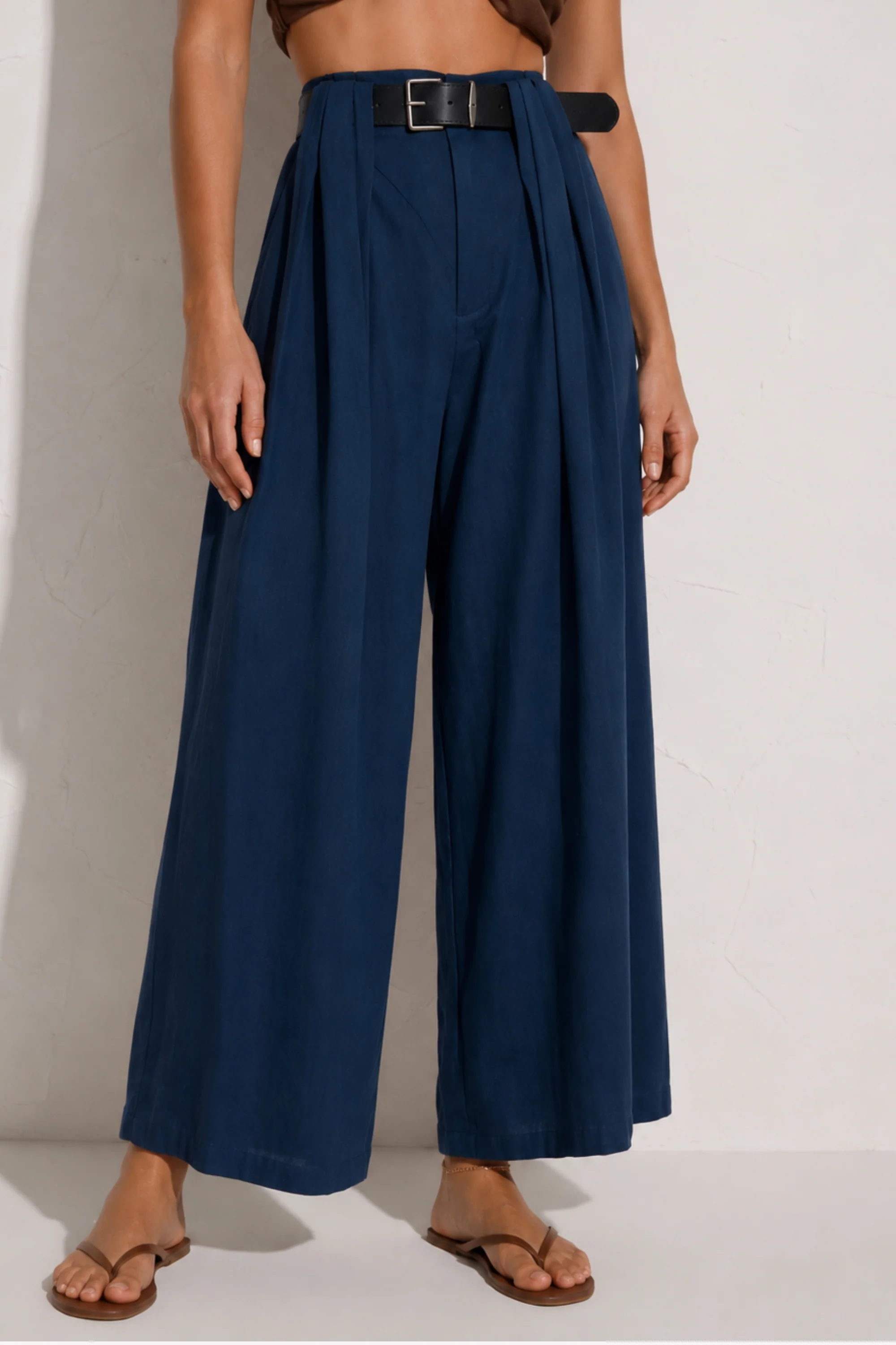 Ocean Blue Belted Drape Pants