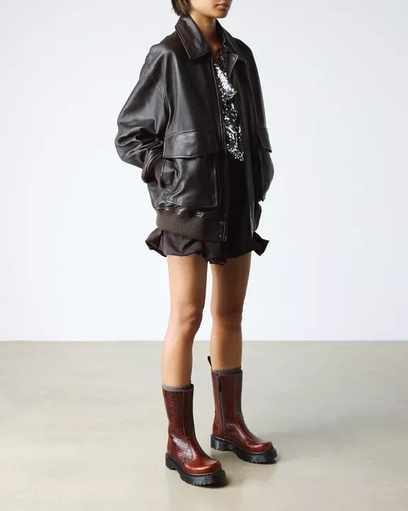 Rejena Croc Emboss Leather Boots