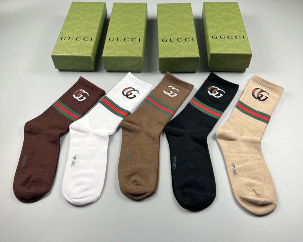 Set of 5 Pairs of Cotton Anti-bacterial Crew Socks WZ-924000183