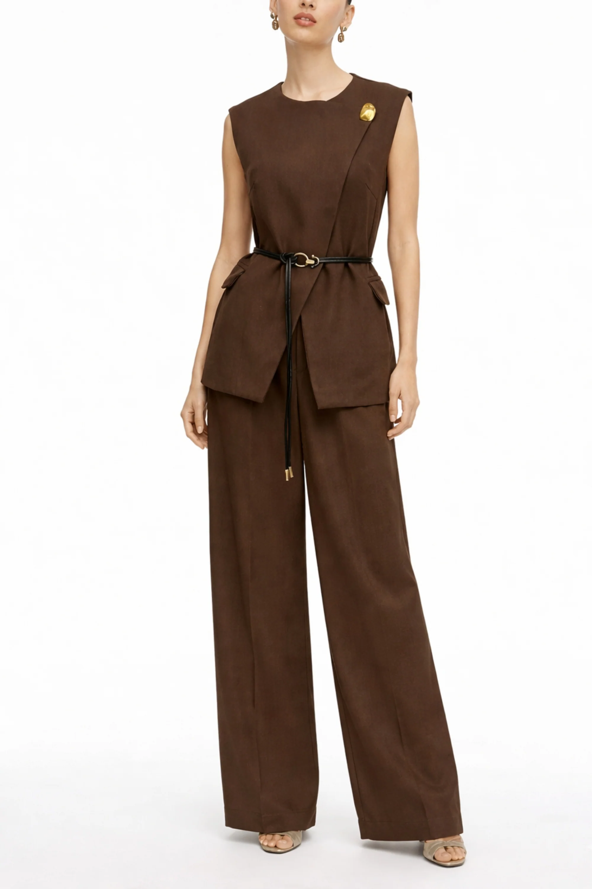 Mocha Belted Tailored Co-Ord Set
