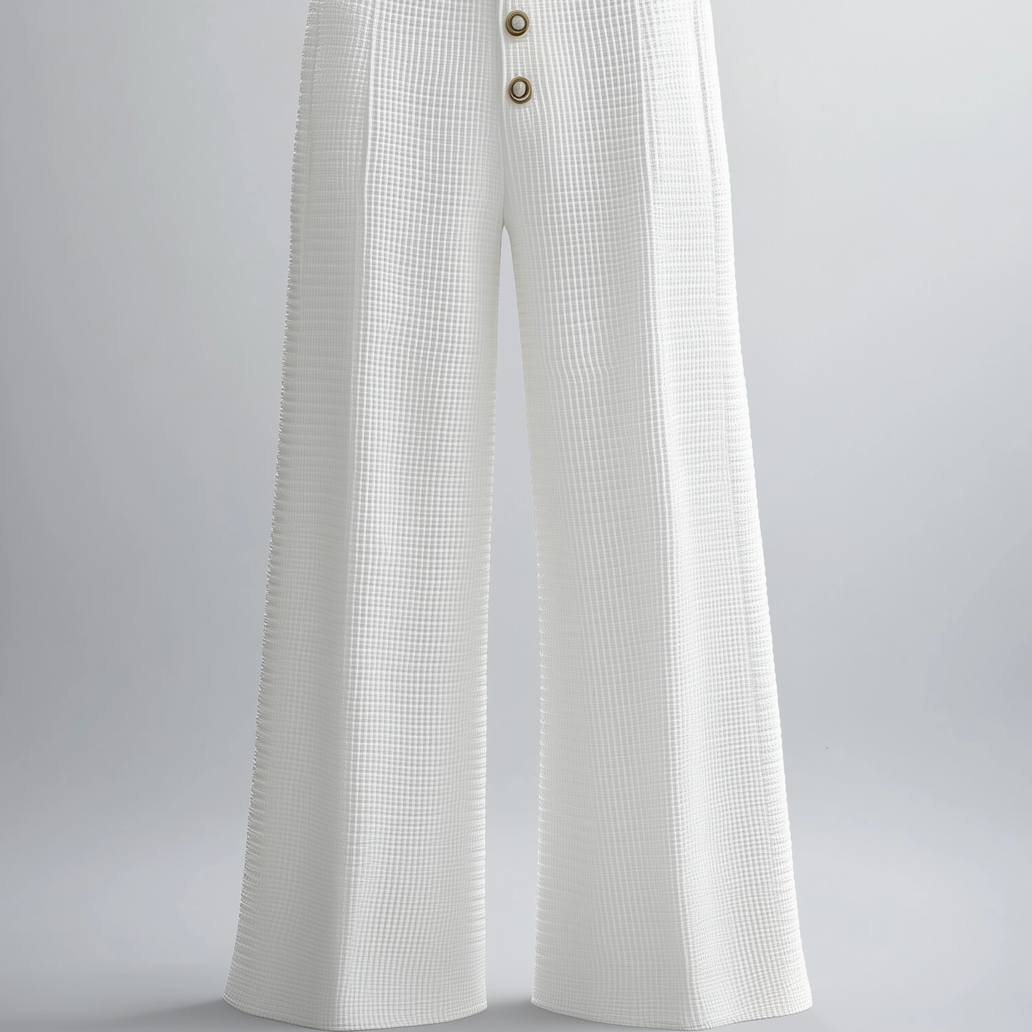 Men's Buttons Mid Rise Waffle Wide Leg Pants