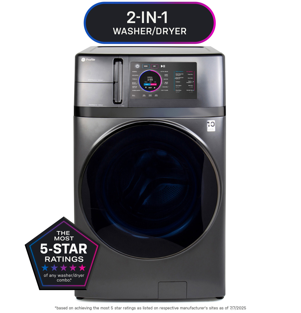 GE Profile ENERGY STAR 4.8 cu. ft. Capacity UltraFast Combo with Ventless Inverter Heat Pump Technology Washer/Dryer