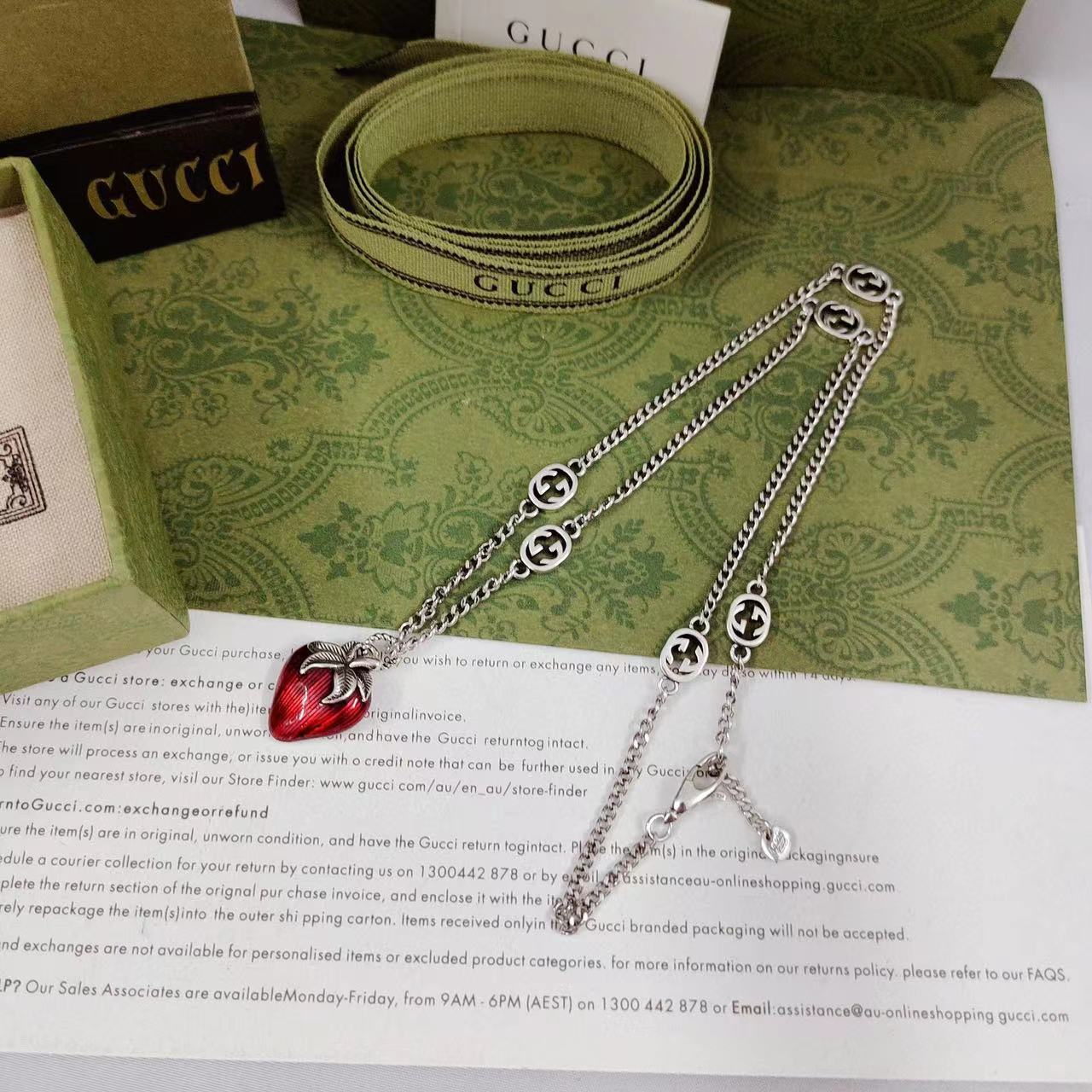 Red Strawberries Pendant Chains Necklace GGXL-9120014