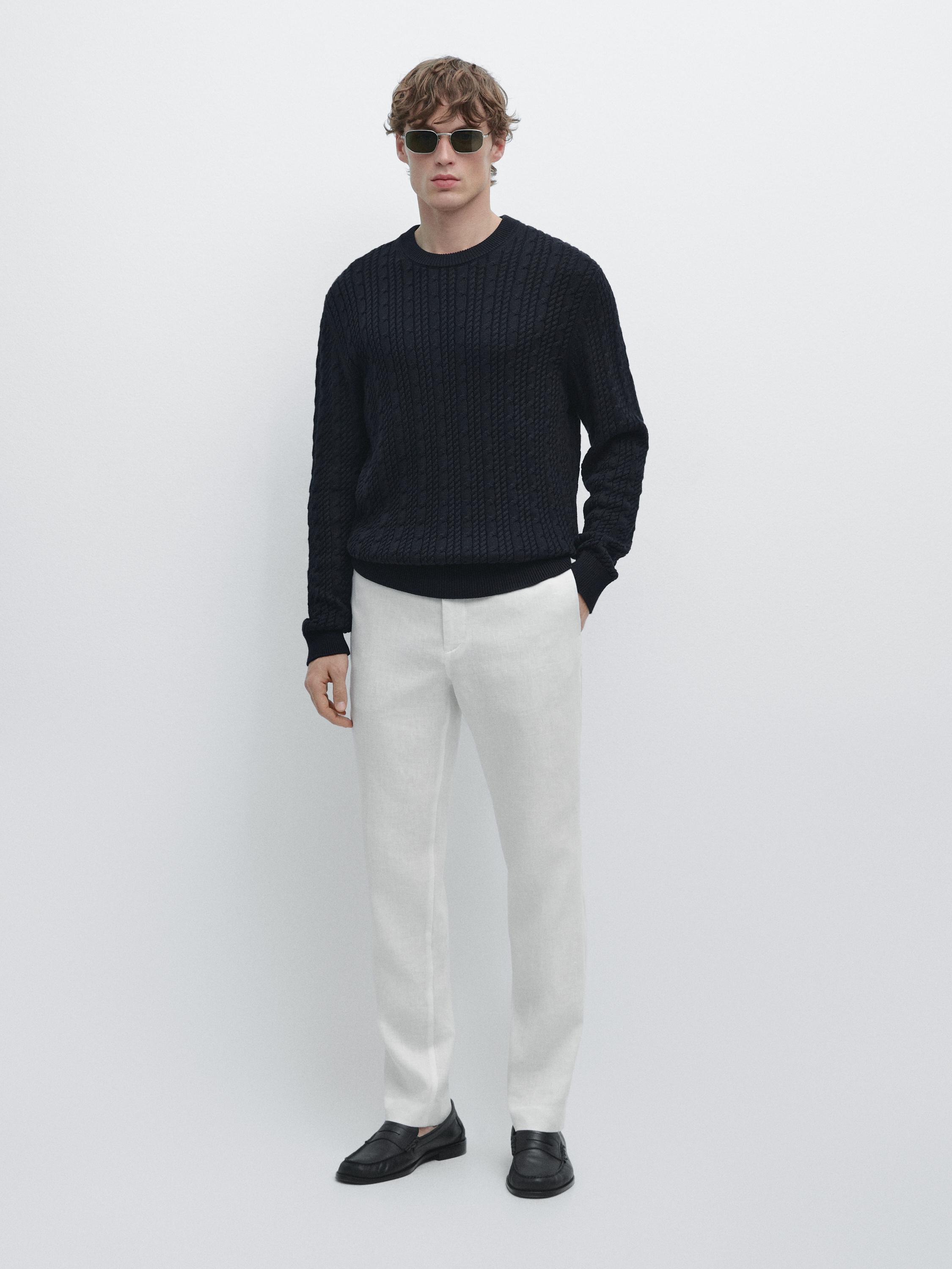 Pantalón tapered fit lino