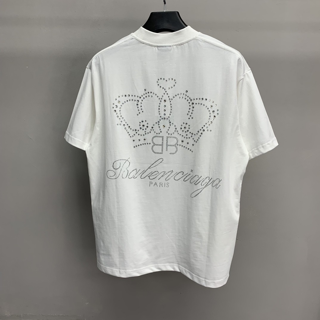 Paris royal crown hot diamond short sleeve t-shirt