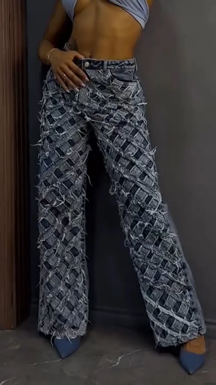 Women Heavy Craftsmanship Casual Straight Jeans
