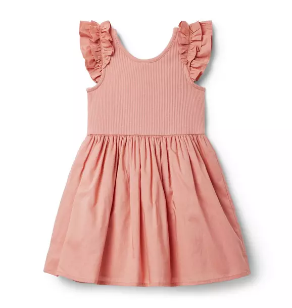 Ribbed Ruffle Sleeve Dress