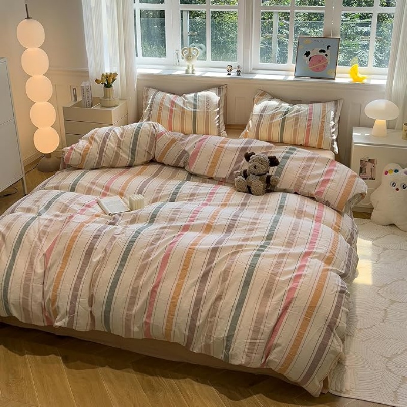 Vintage Striped Duvet Cover Set