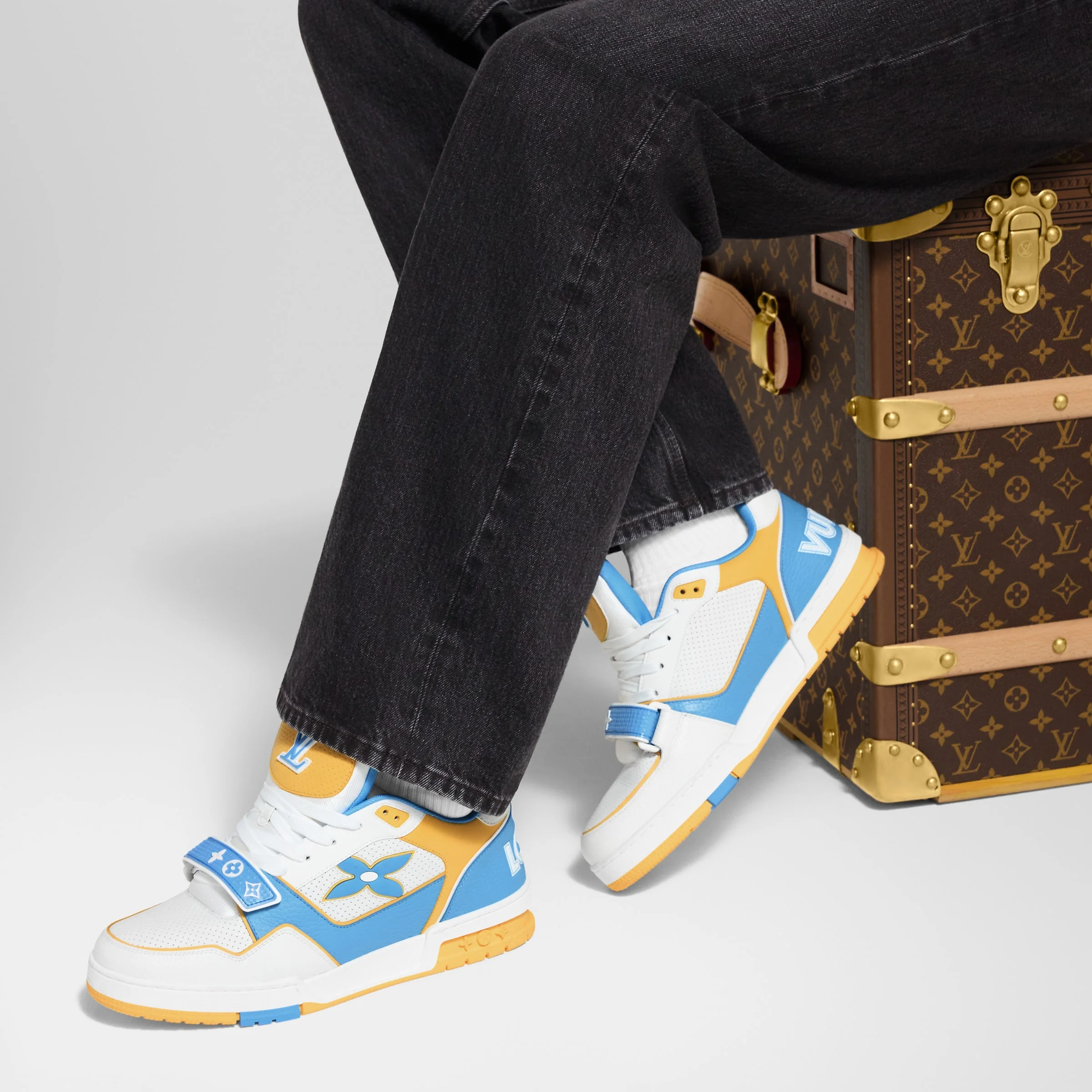 LV  Trainer Blue Velcro Strap Sneaker