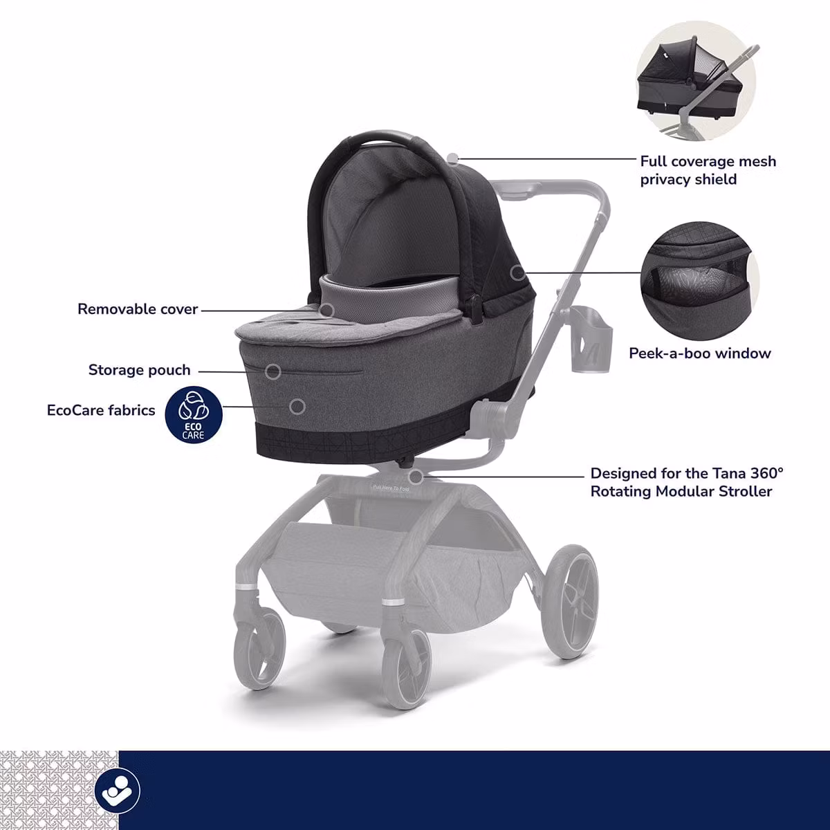 Maxi-Cosi Tana 360 + Peri 180 Rotating Infant Car Seat Travel System + Bassinet Bundle - Onyx Heritage