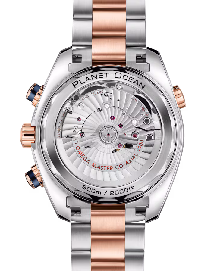 Omega Seamaster Planet Ocean 600M 45.5mm Blue Dial Stainless Steel and Sedna™ 18k Rose Gold Bracelet 215.20.46.51.03.001