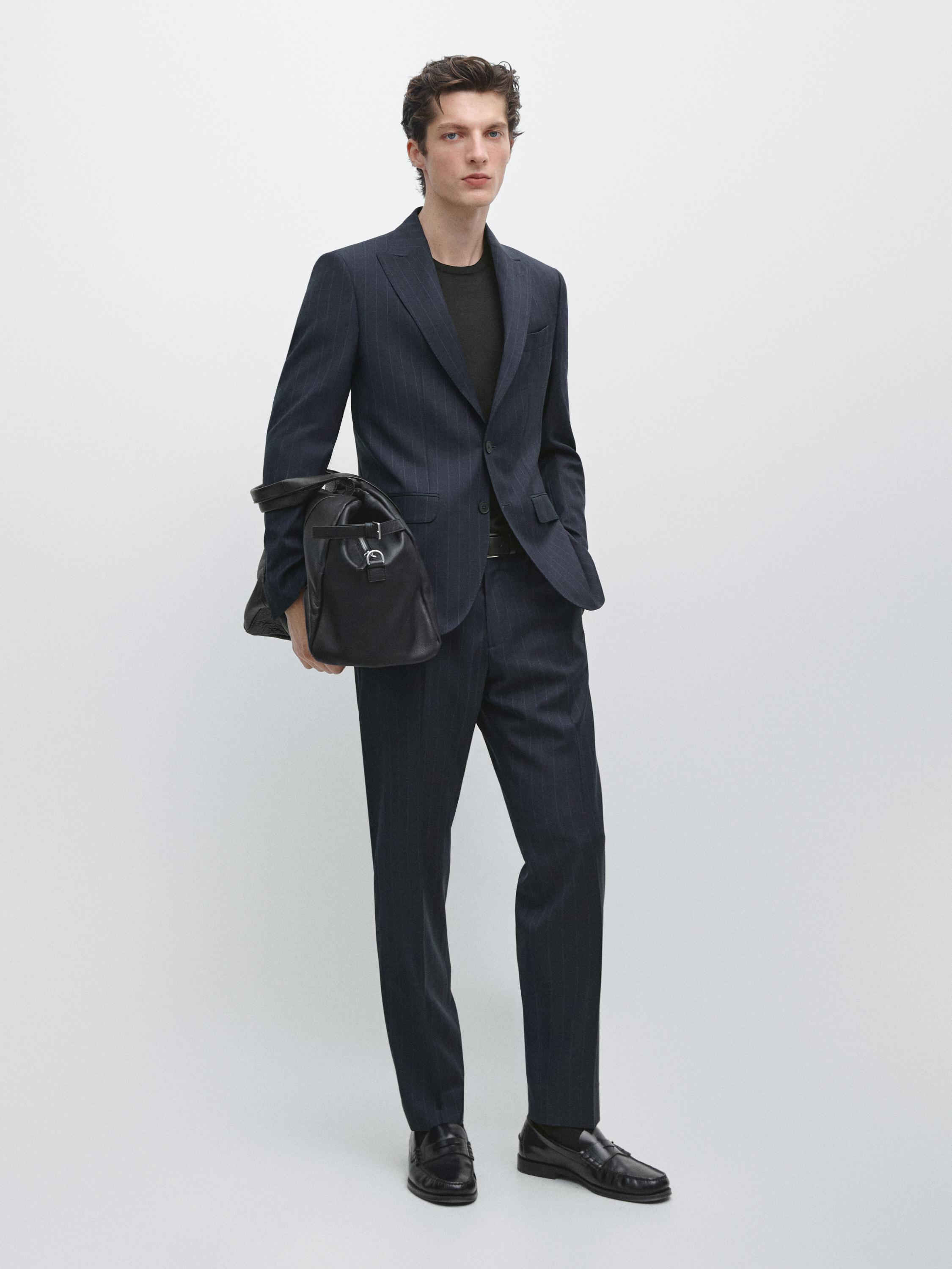 Americana traje raya diplomática 100% lana