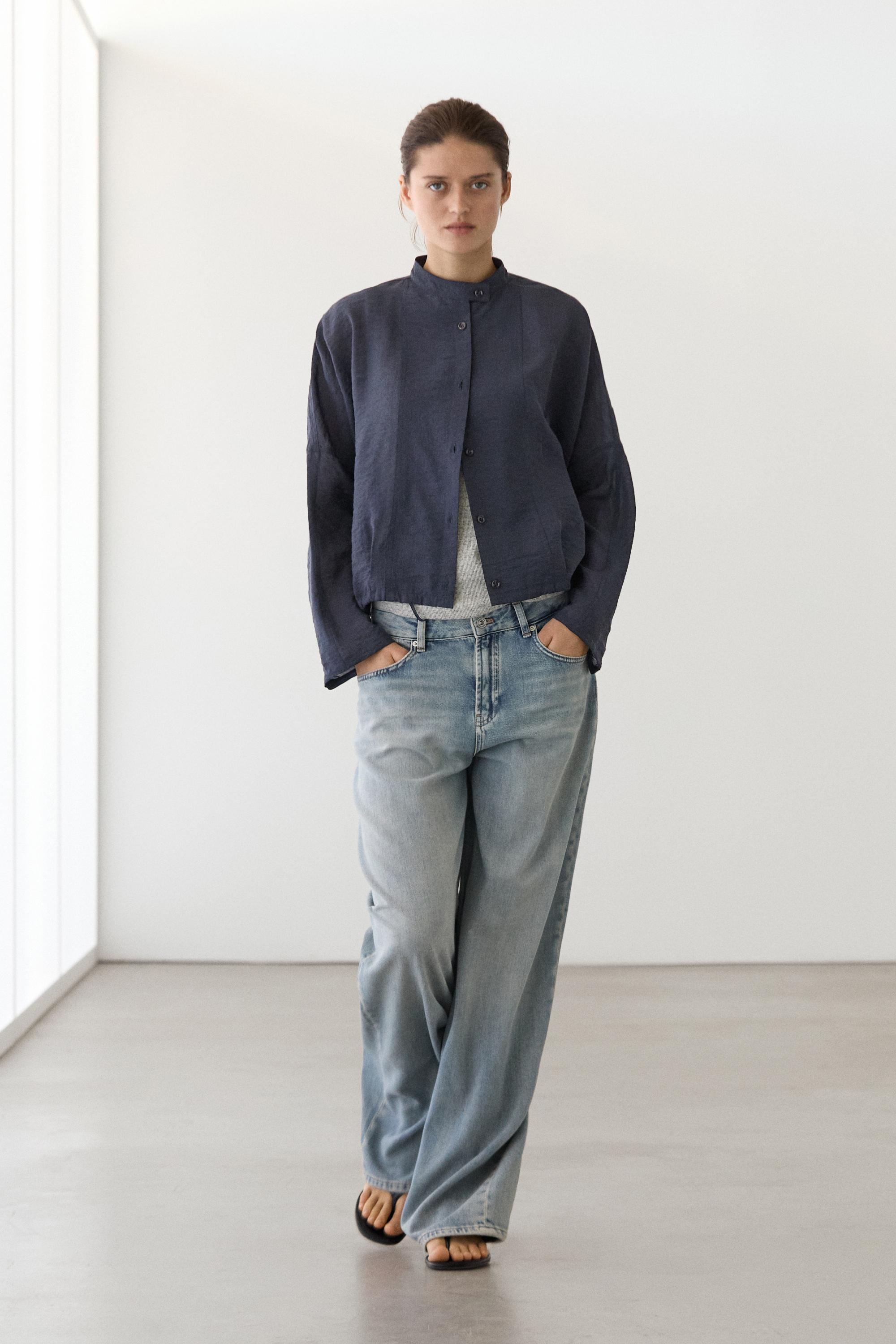 Bomber cuello mao detalle botones