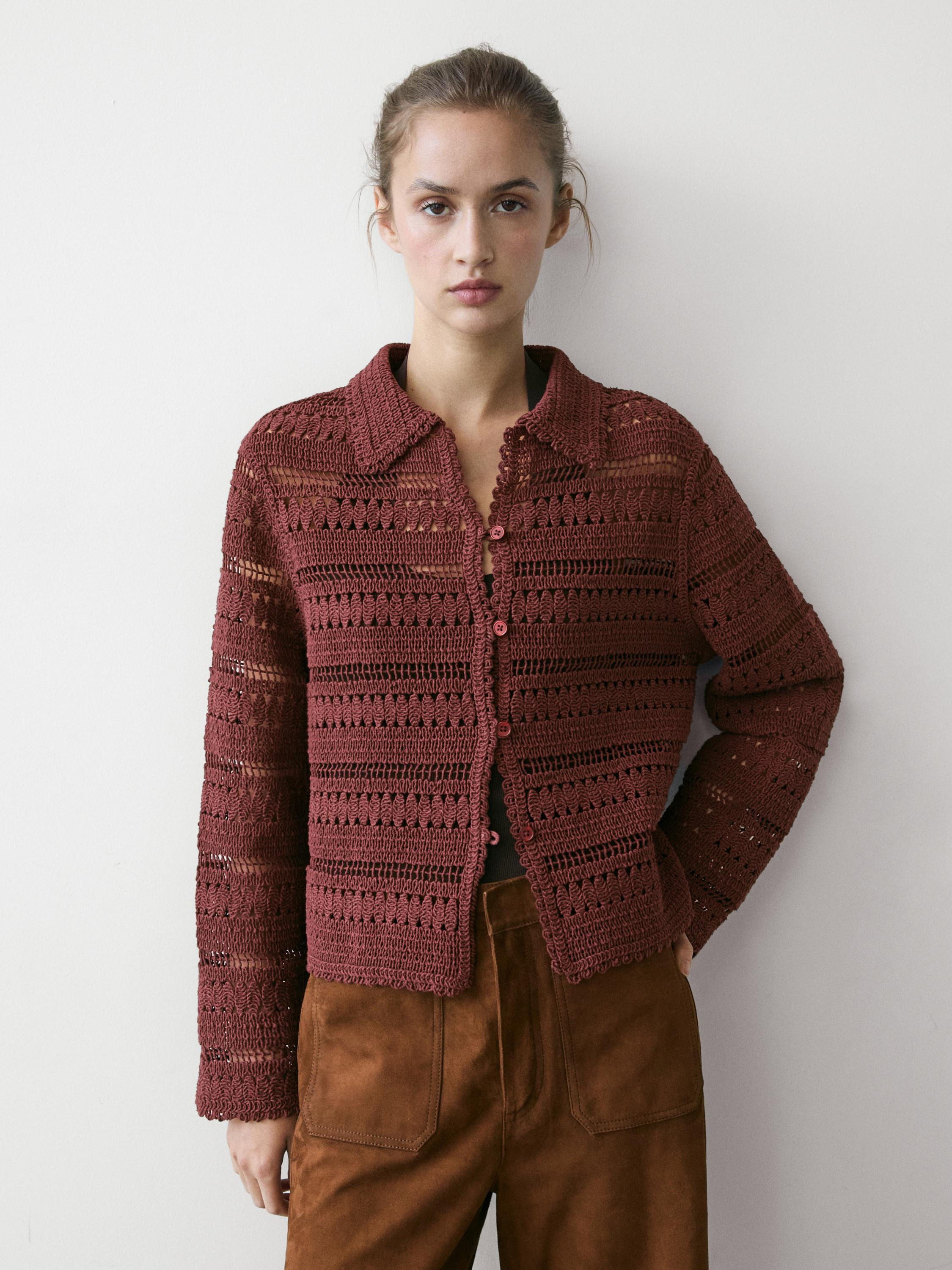 Chaqueta corta tejido crochet algodón