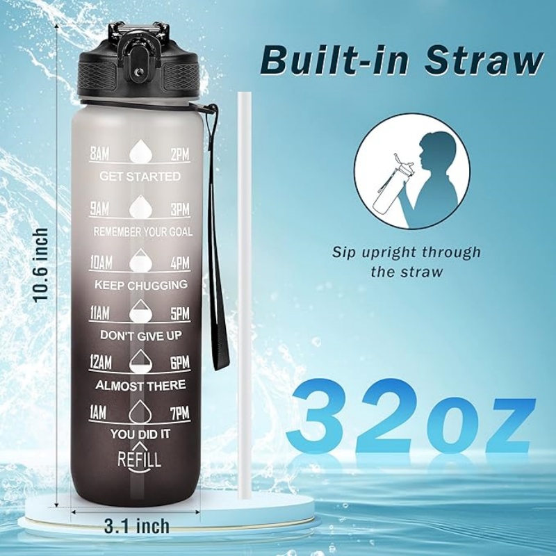 THERMOCLOUD Motivational Water Bottle with Time Marker