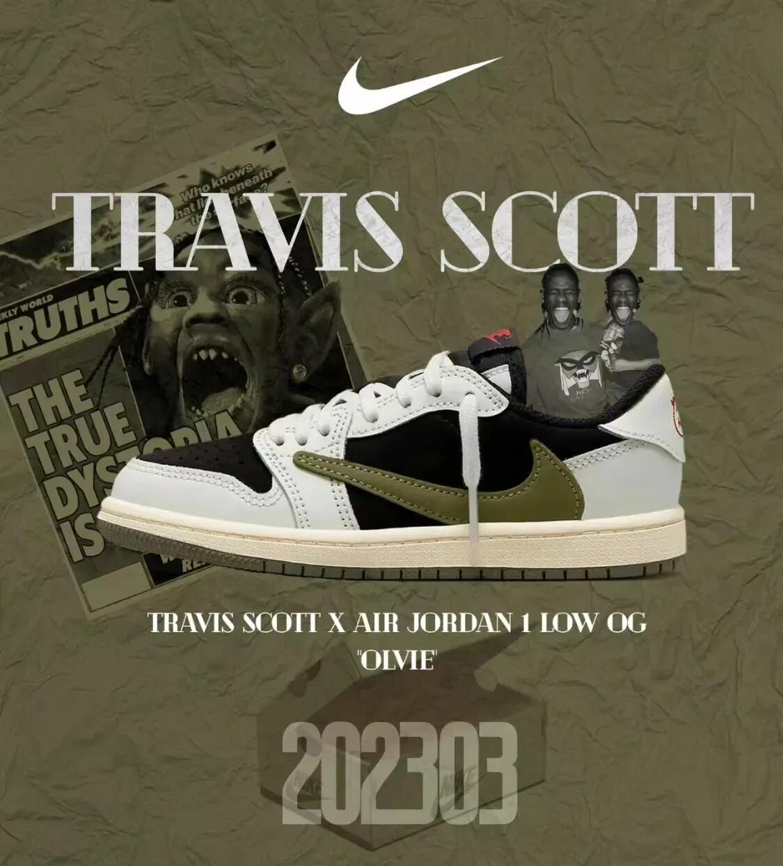 TRAVIS SCOTT X NIKE AIR JORDAN 1 LOW OG OLIVE