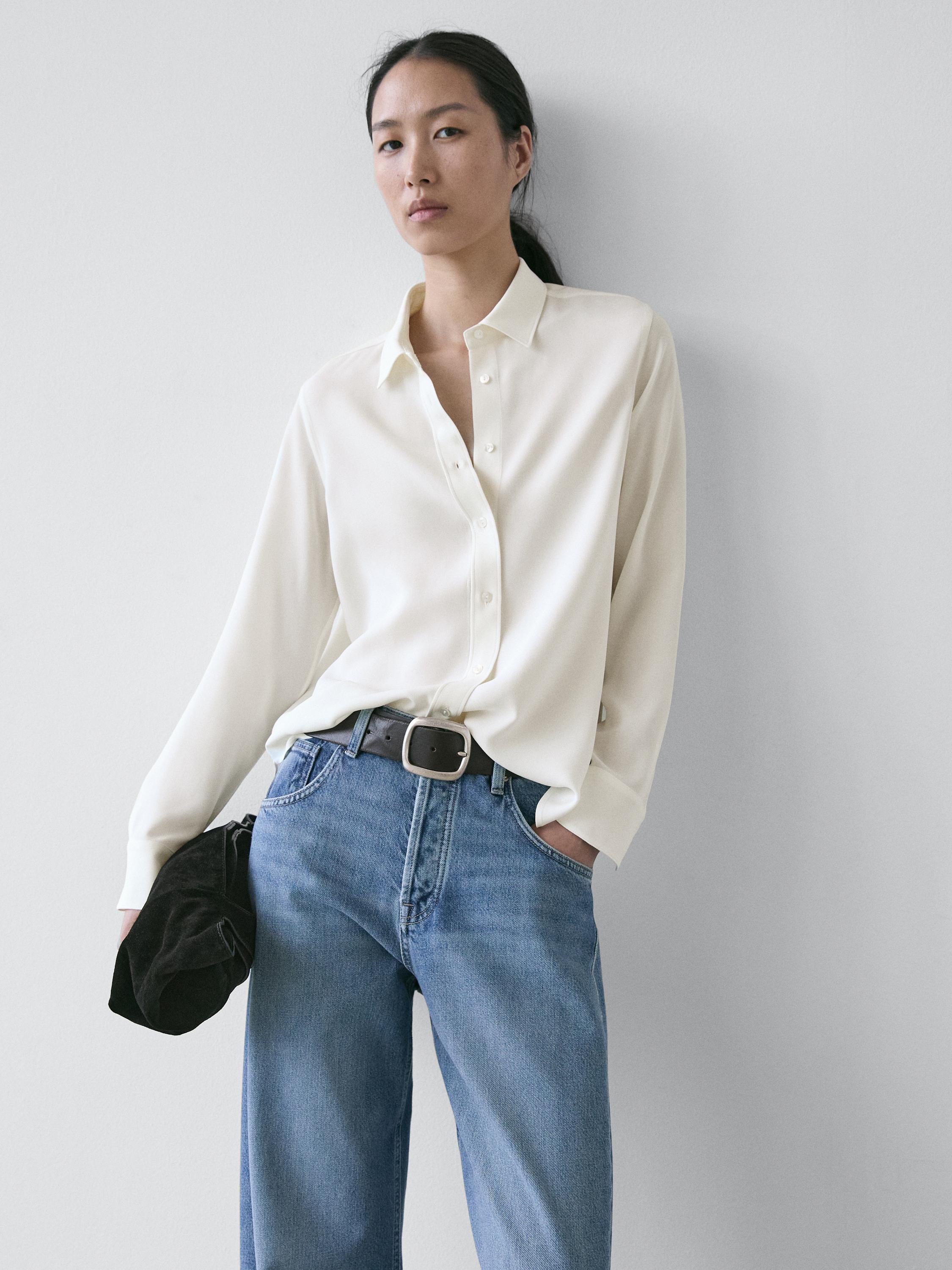 Camisa fluida cuello camisero