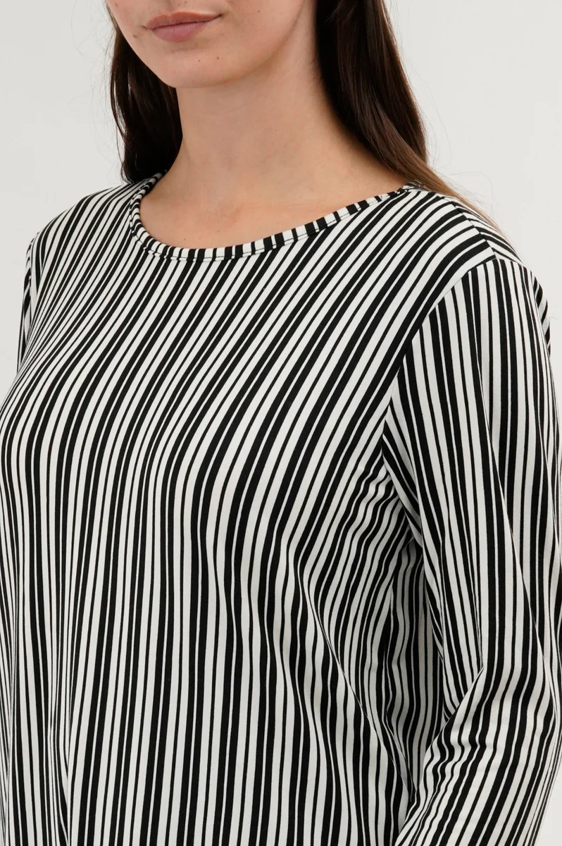 Striped 3/4 Sleeve Blouse - Black