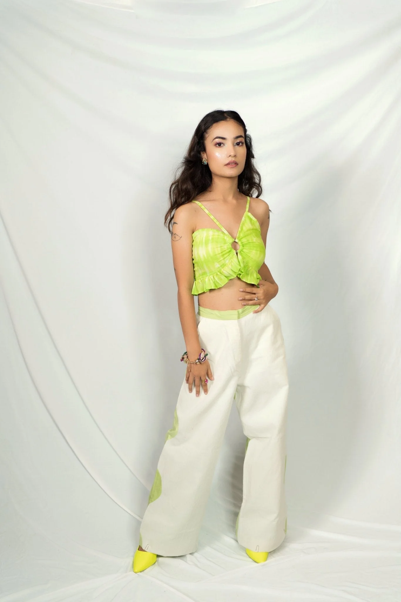 Side Waving Two-Tone Pants