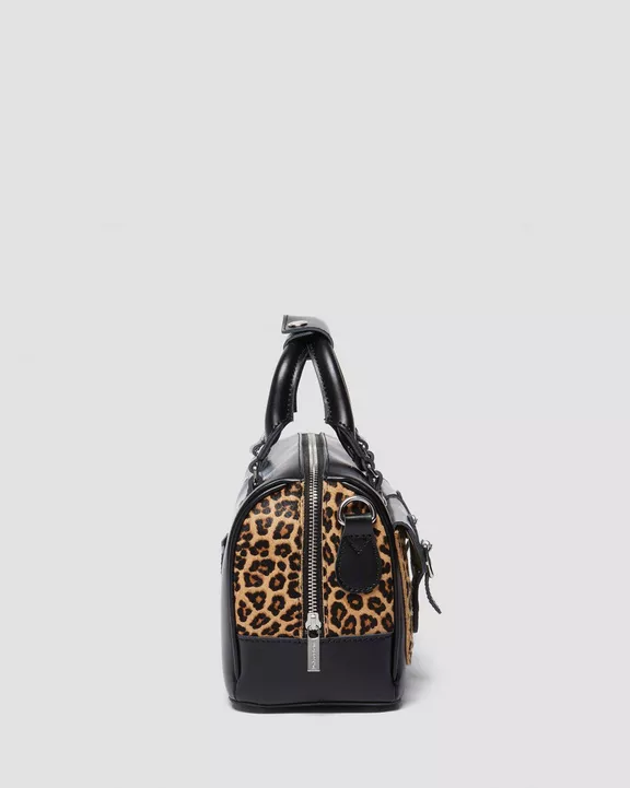 Leopard Print Hair-On Top Handle Bag
