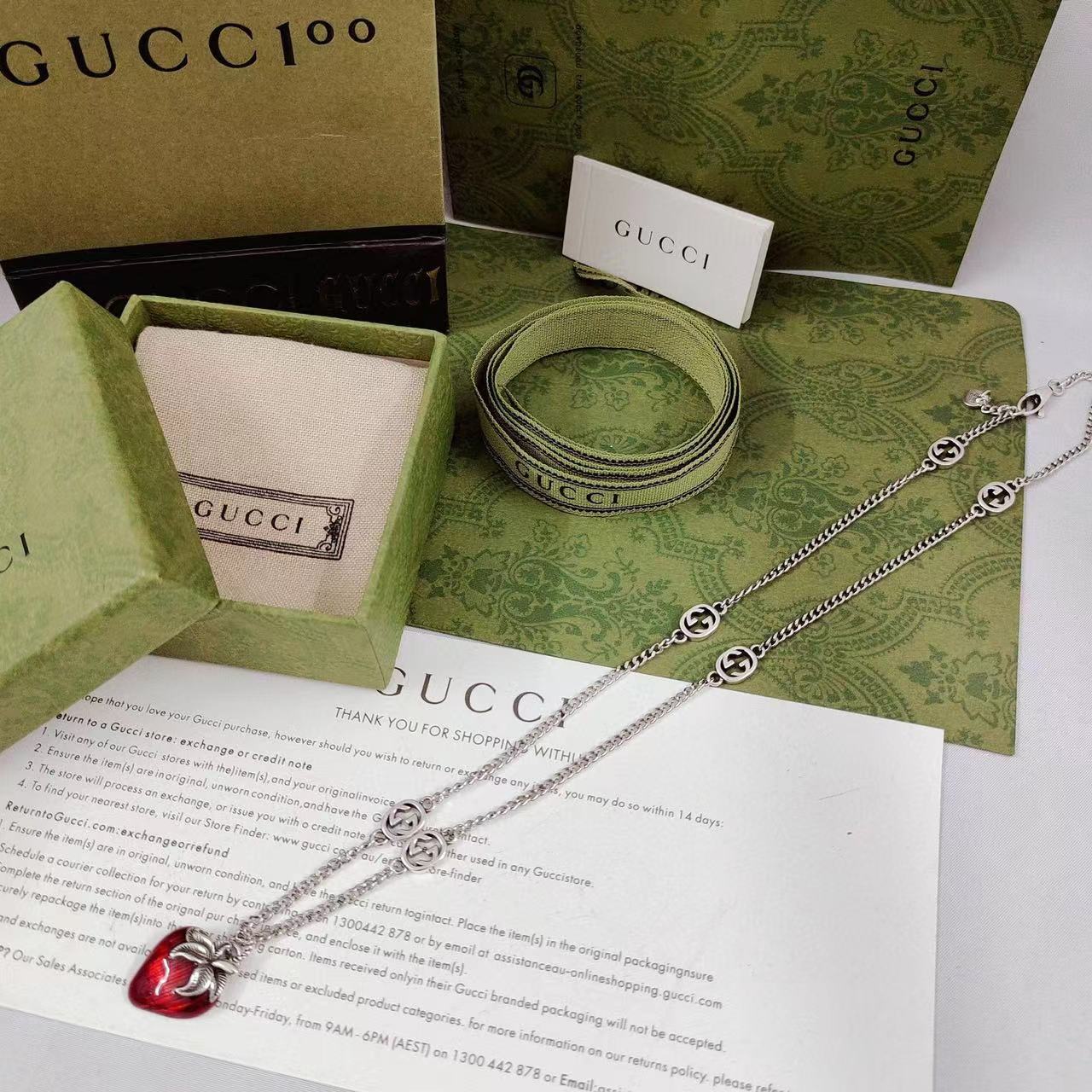 Red Strawberries Pendant Chains Necklace GGXL-9120014